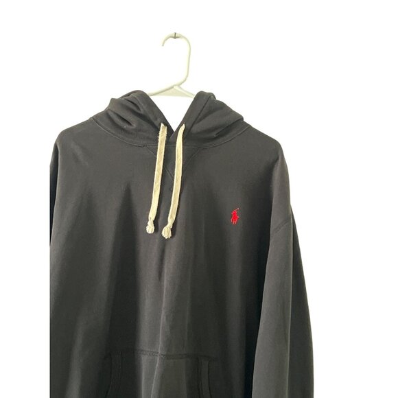 Ralph Lauren Black Pullover Hoodie With Red Logo Drawstring Hood & Kangaroo Pock - Picture 7 of 14
